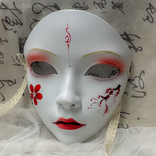 万物有灵古风网红美女全脸舞会面具女生汉服国风手绘古装面罩道具