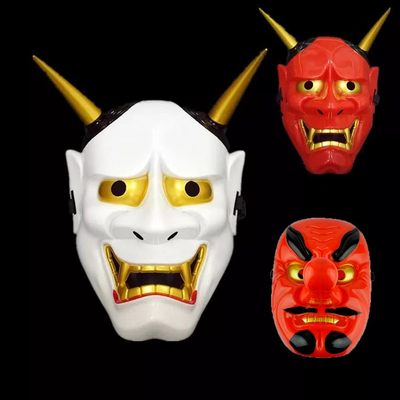 日本般若面具红白脸cosplay日系能剧能鬼脸獠牙树脂恐怖万圣节