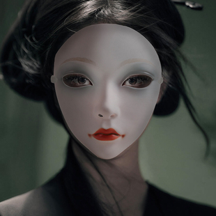 古风面具万物有灵全脸成人美女白色国风汉服变装道具情调假面罩