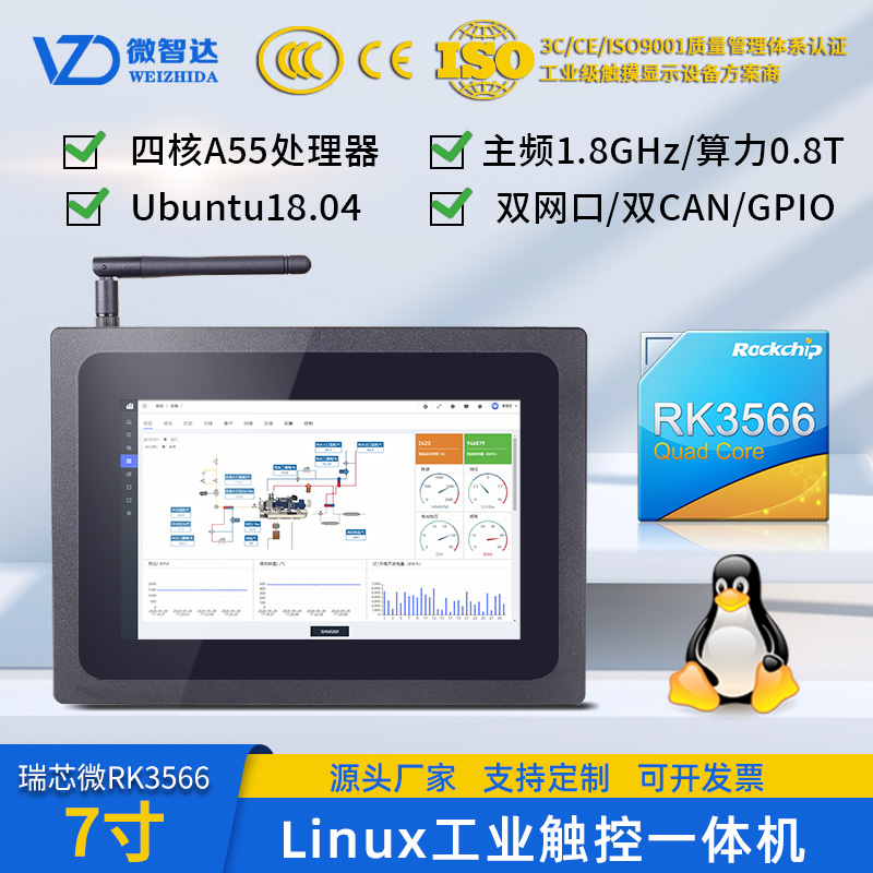 微智达7寸Linux工业一体机RK3566