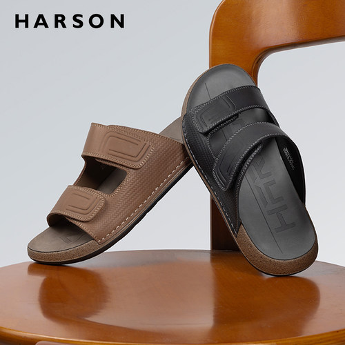 HARSON哈森男鞋真皮沙滩凉鞋