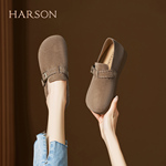 HARSON哈森复古勃肯鞋女2026春季新款舒适休闲一脚蹬软底平底单鞋