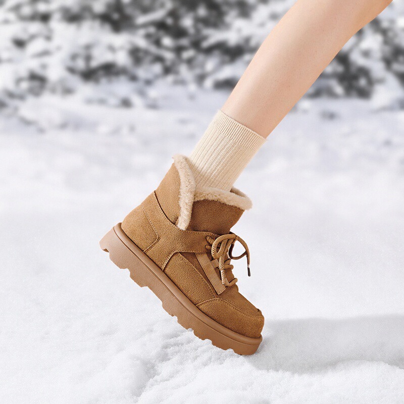 哈森加绒保暖雪地靴女鞋