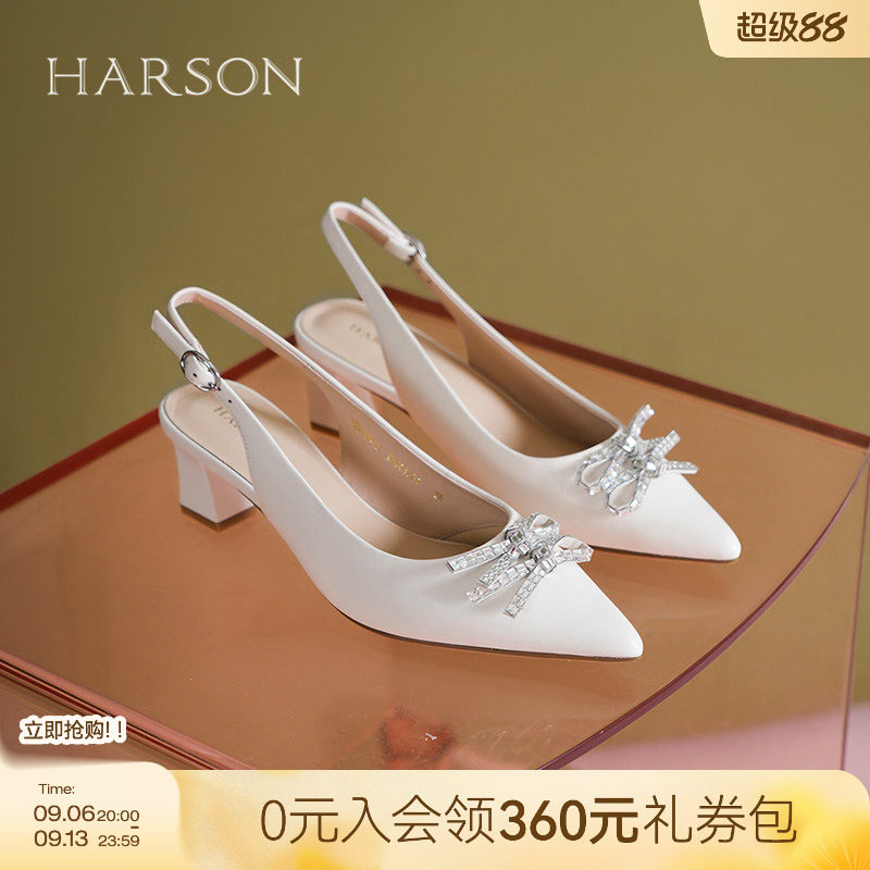 哈森后空时装凉鞋女夏季新款水钻蝴蝶结通包头鞋HM256013图片