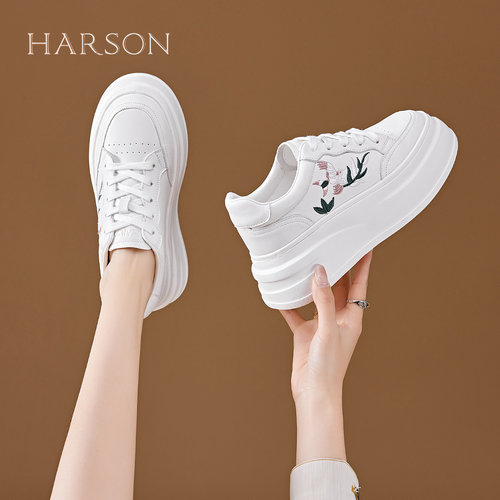 哈森厚底小白鞋女休闲运动鞋