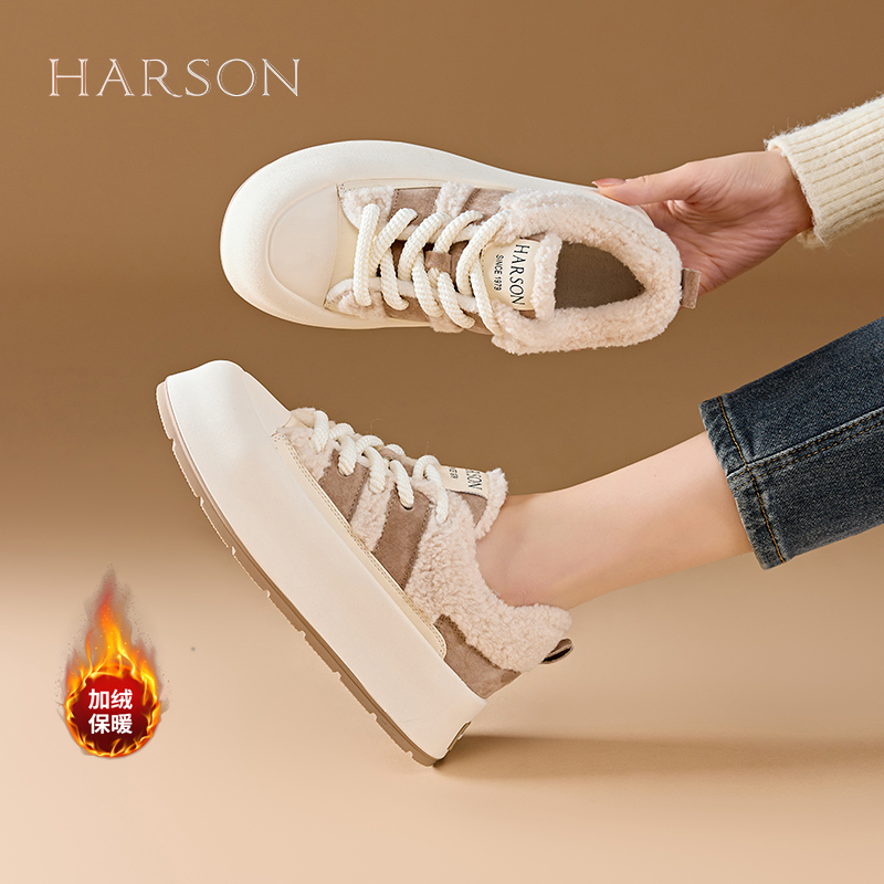 哈森毛毛鞋冬季加绒加厚保暖
