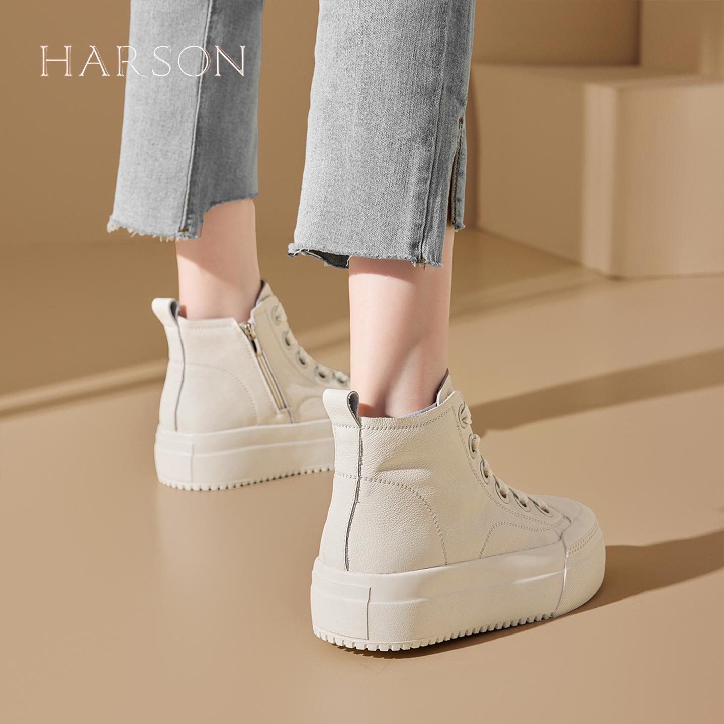 哈森高帮鞋2025秋季新款