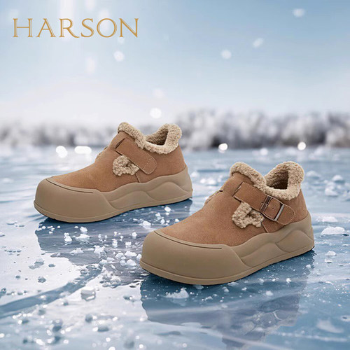 哈森2025新款保暖绒毛雪地靴