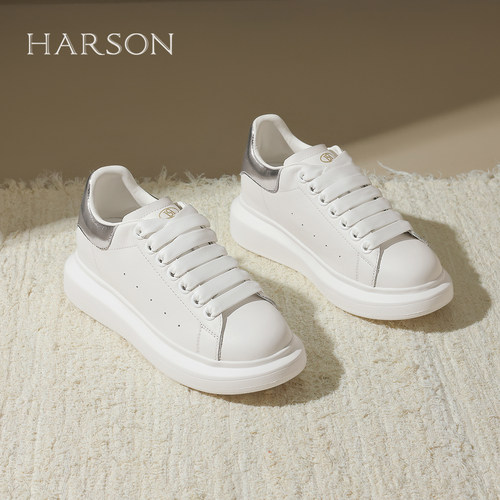 厚底板鞋女鞋增高配裙子小白鞋