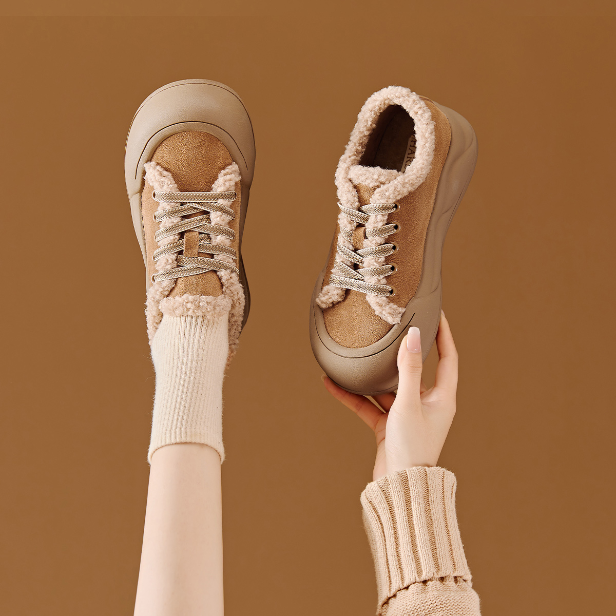 毛毛鞋复古百搭保暖雪地靴哈森