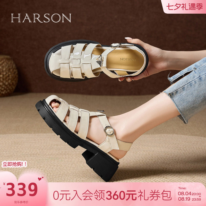 哈森厚底舒适百搭罗马凉鞋女