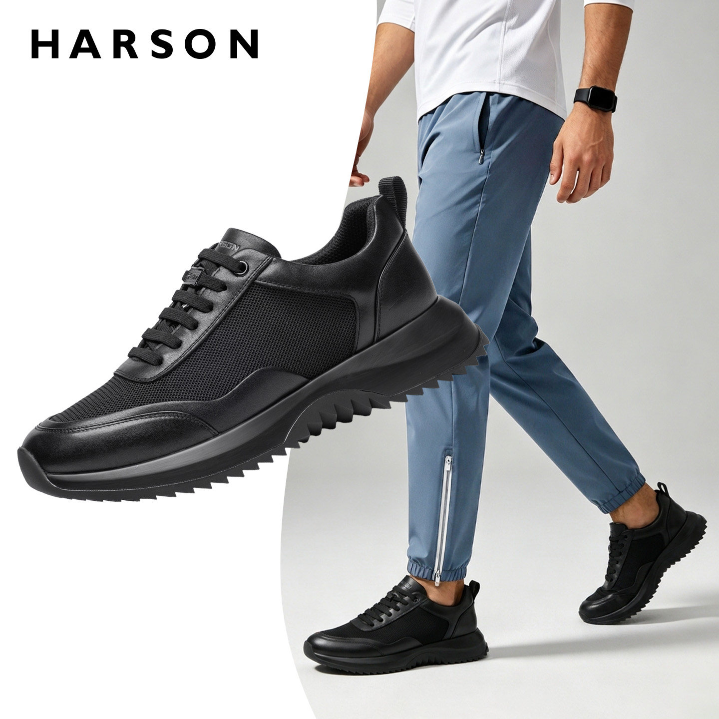 HARSON哈森夏季男鞋透气商务运动休闲鞋舒适通勤爸爸鞋子MC264810