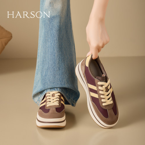 HARSON拼色德训鞋女增高小个子