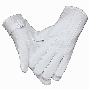 冬季 三筋带扣防滑防寒保暖加棉加绒加厚黑色白手套男女士劳保礼仪