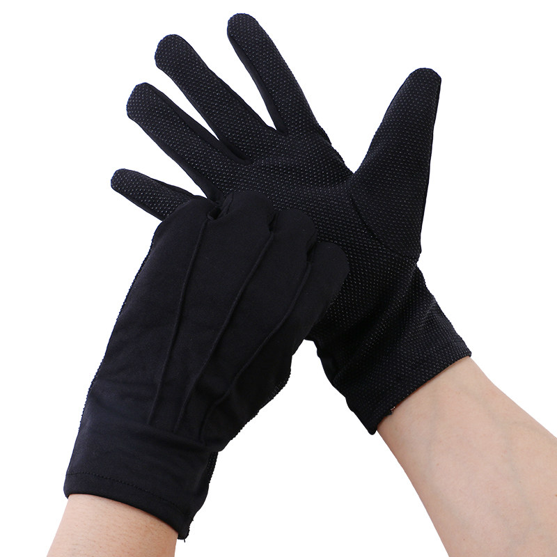 BLACK AND WHITE BEADED PLASTIC ANTI-SLIP DRIVER LABOR PROTECTION DRIVING BACK THREE-RIB ETIQUETTE CONCIERGE WORK MEN AND WOMEN BREATHABLE GLOVES