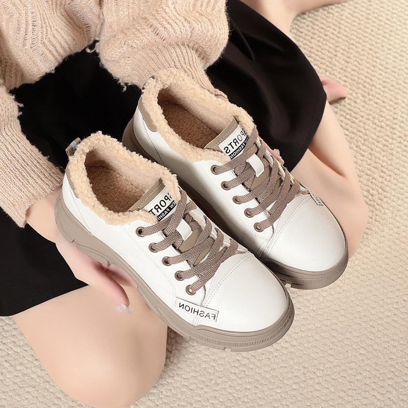 欧洲站一件厚底皮鞋女秋冬外穿女鞋2024新款保暖棉鞋加绒休闲鞋