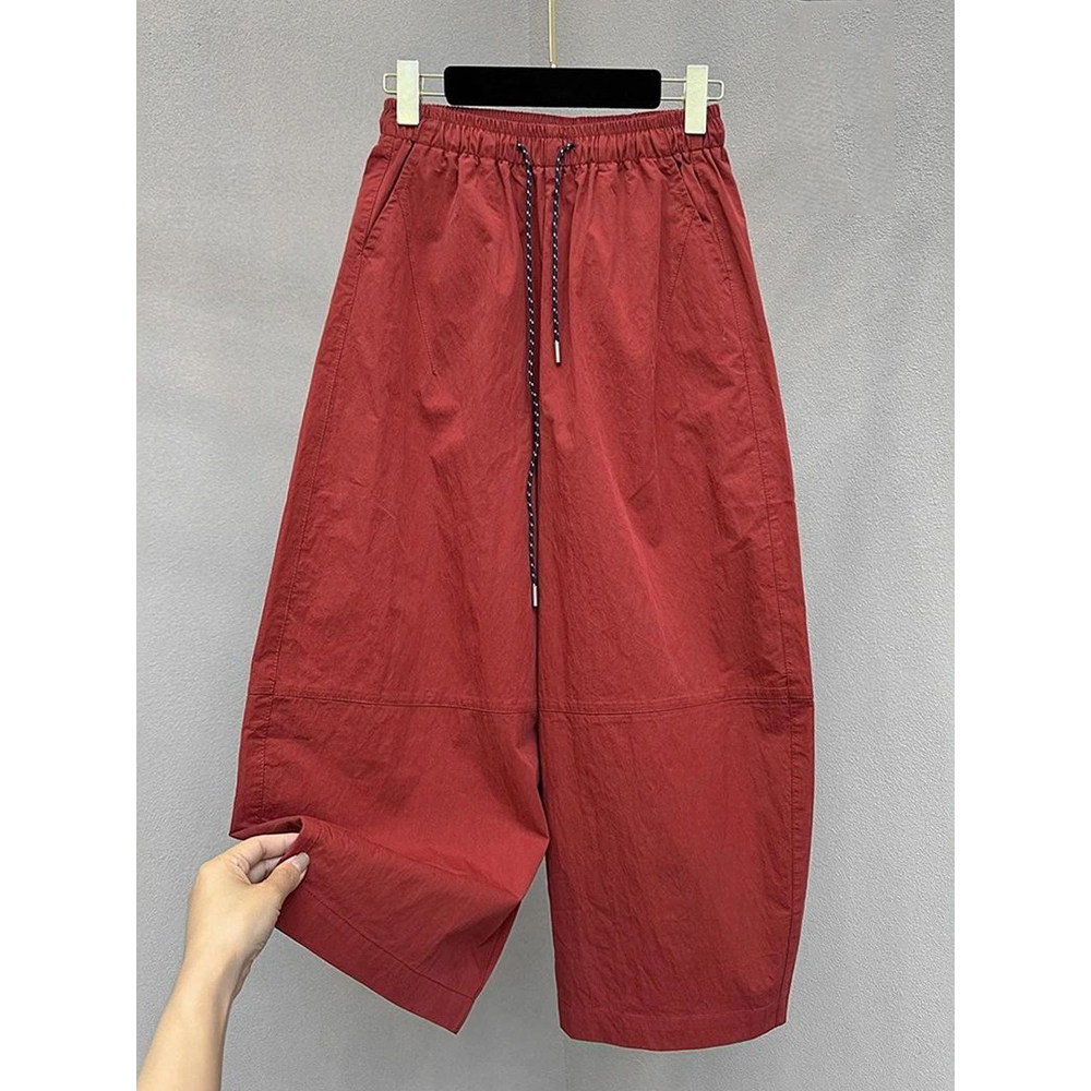 高端欧货2025秋季新款松紧高腰系绳宽松今年流行直筒休闲阔腿裤女,女装/女士精品,休闲裤,淘宝优惠券,粉丝福利购,淘宝优惠卷