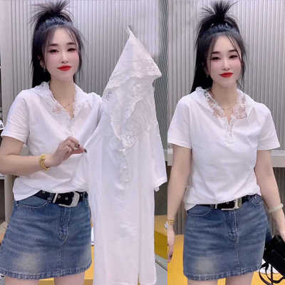 蕾丝花边连帽上衣女2024年新款