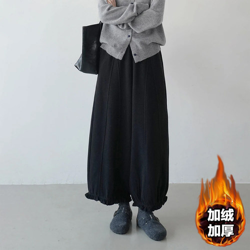 韩系加绒加厚显瘦直筒九分裤