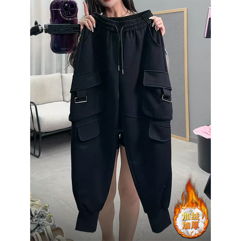 高级黑色工装休闲裤子女秋冬2025