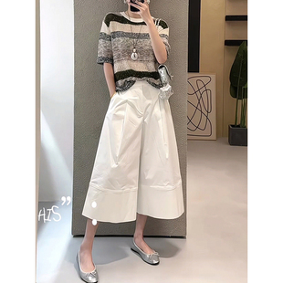 高级感白色休闲裤女2026夏季爆款七分裤时尚高腰宽松显瘦阔腿裤子