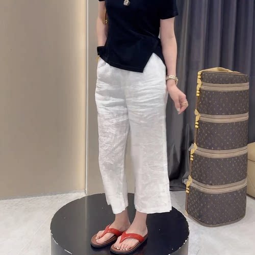 洋气白色微喇裤女夏季爆款高腰