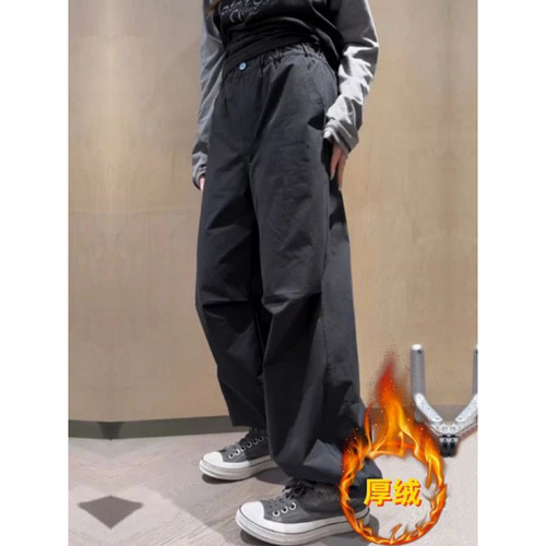 秋冬加绒大码高腰显瘦直筒休闲裤