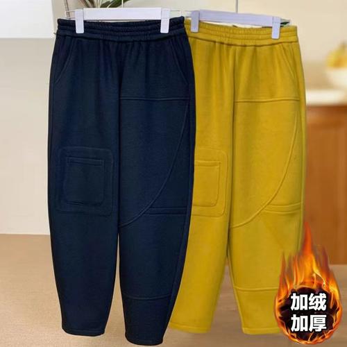 冬季加绒保暖高腰显瘦奶奶裤