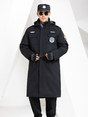 加厚加长保安大衣男冬季 黑色作训棉服保暖冷库防寒多功能工作棉袄