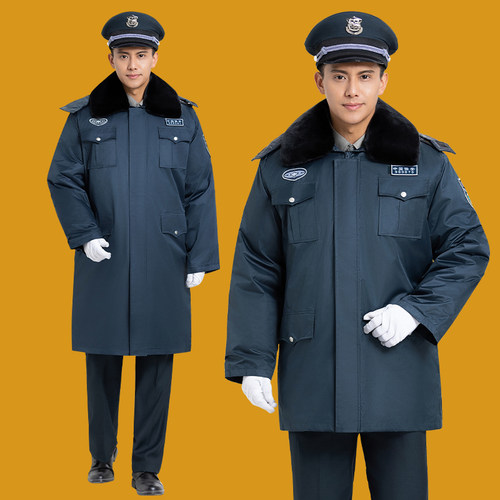 可拆卸羊绒内胆保安棉大衣冬季