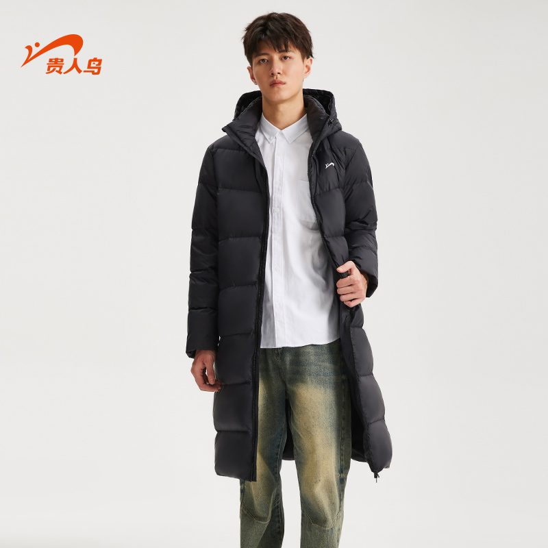 贵人鸟户外保暖高领连帽羽绒服男