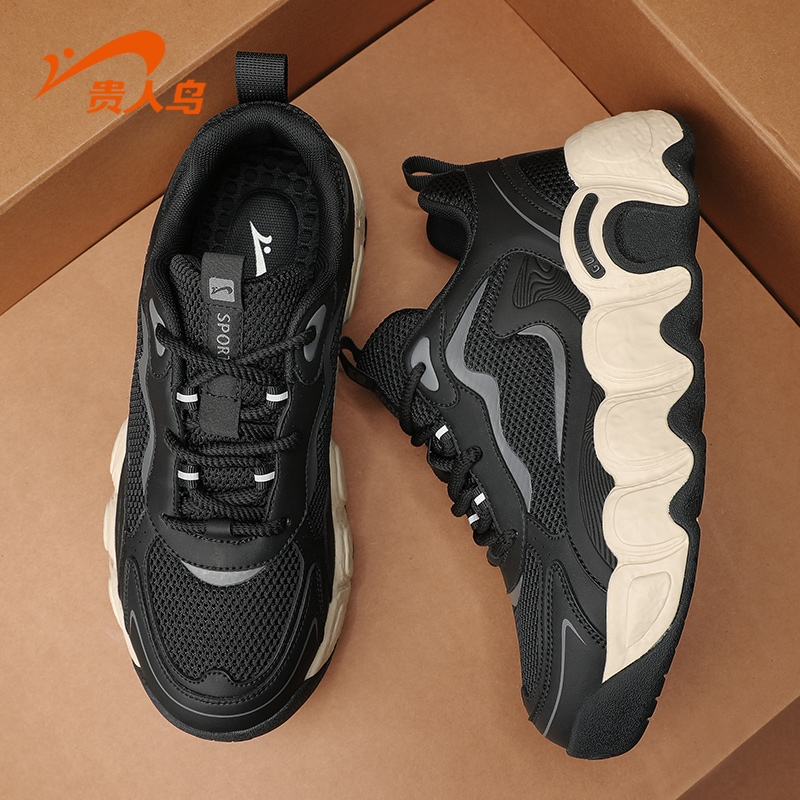 贵人鸟男鞋运动鞋黑色厚底老爹鞋