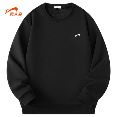 贵人鸟休闲男士圆领加绒卫衣