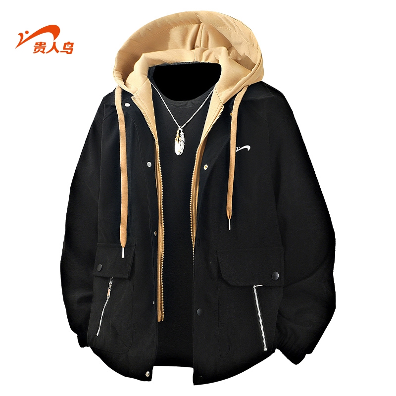 贵人鸟户外连帽假两件夹克男