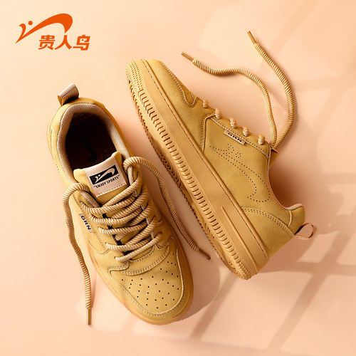 贵人鸟男鞋小麦色复古低帮板鞋男