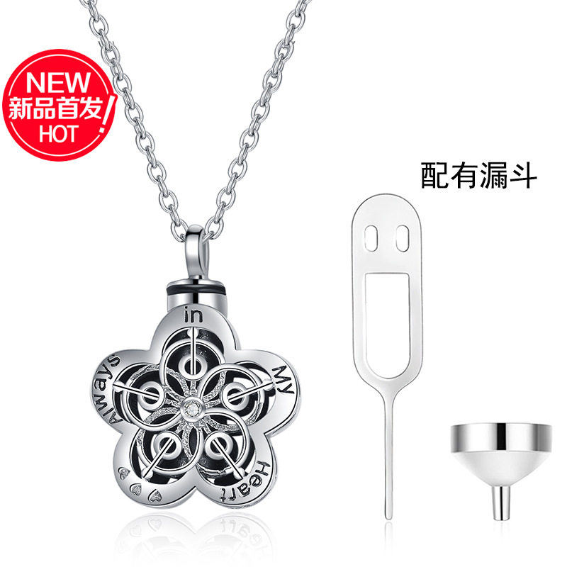 纯银骨灰锁骨链宠物毛发纪念项链