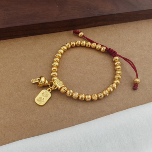 旭平新中式国风复古风铃珠珠手链女编织红绳时尚气质手串新年礼物