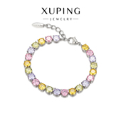 旭平彩宝系列简约彩色圆形手链通勤叠戴单品糖果人造石手饰龙虾扣