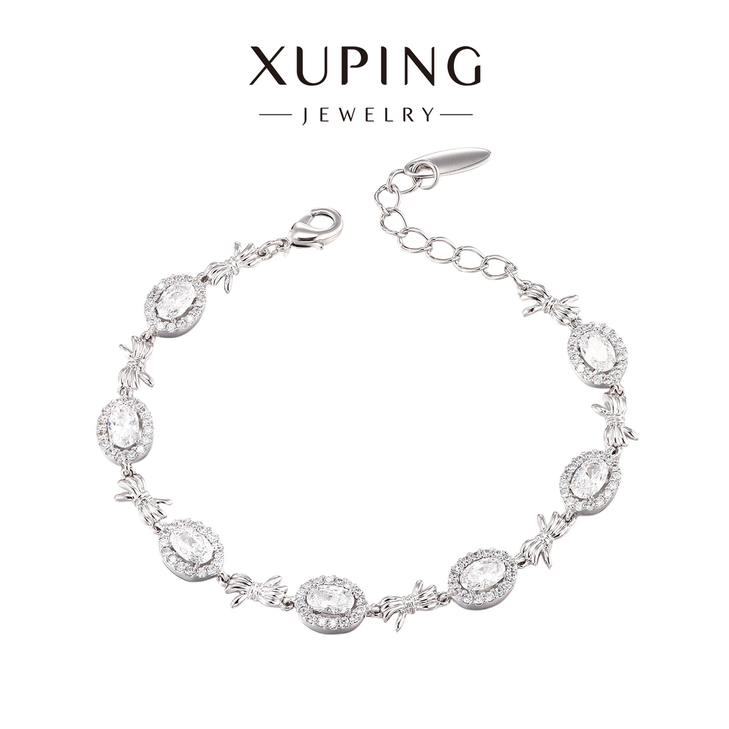 旭平椭圆拼接蝴蝶结手链女款轻奢小众精致微镶易搭时尚清冷感手饰