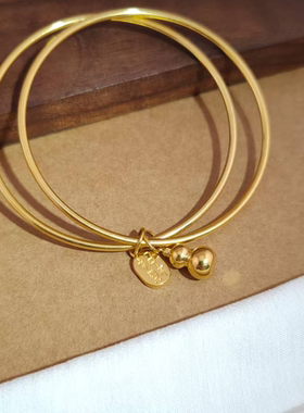 旭平仿黄金色手镯葫芦小福牌叠戴手环女款细圈情人节礼物送女友