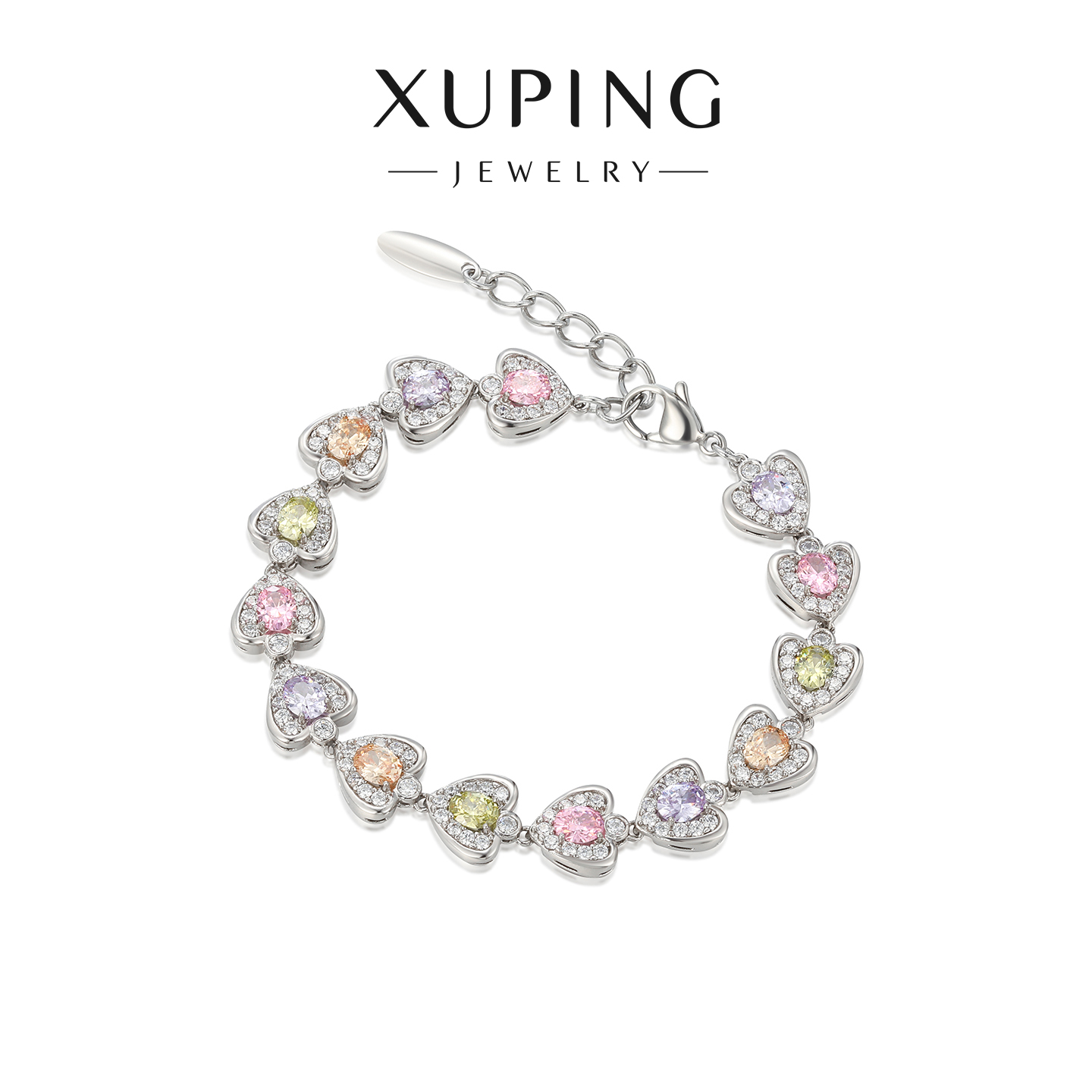 旭平时尚甜美彩色爱心手链女2025年新款轻奢高级感甜美少女气质