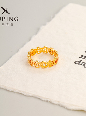 旭平铜钱戒指女简约复古钱币指环时尚简约轻奢气质高级感食指戒