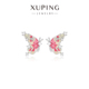 旭平立体甜美温柔风气质滴釉粉色蝴蝶易搭简约耳钉耳饰