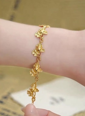 旭平蝶恋花新中式仿金色手链女时尚轻奢复古气质个性高级感手饰