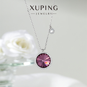 旭平仿水晶系列炫彩色圆饼项链ins风简约设计小清新甜美锁骨链