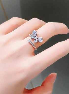 旭平立体蝴蝶结开口戒指女甜美高级感气质食指戒轻奢质感小众指环