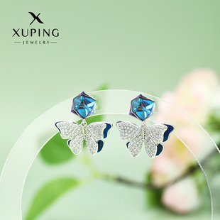 旭平仿水晶系列方糖蝴蝶设计小众高级感轻奢耳饰冰蝶闪烁耳饰