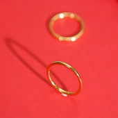 XUPING 仿黄金色约2mm简约通勤易搭戒指指环无性别中性风 素圈