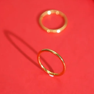 XUPING【素圈】仿黄金色约2mm简约通勤易搭戒指指环无性别中性风