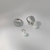 旭平波光粼粼人造石一款 多戴仿珍珠时尚 耳圈气质耳扣女轻奢耳环